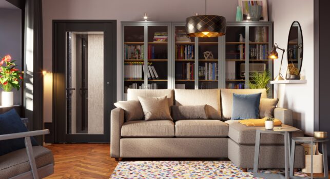 Huislift HL-8500 voorzien van liftdeur Antraciet met volledig glas