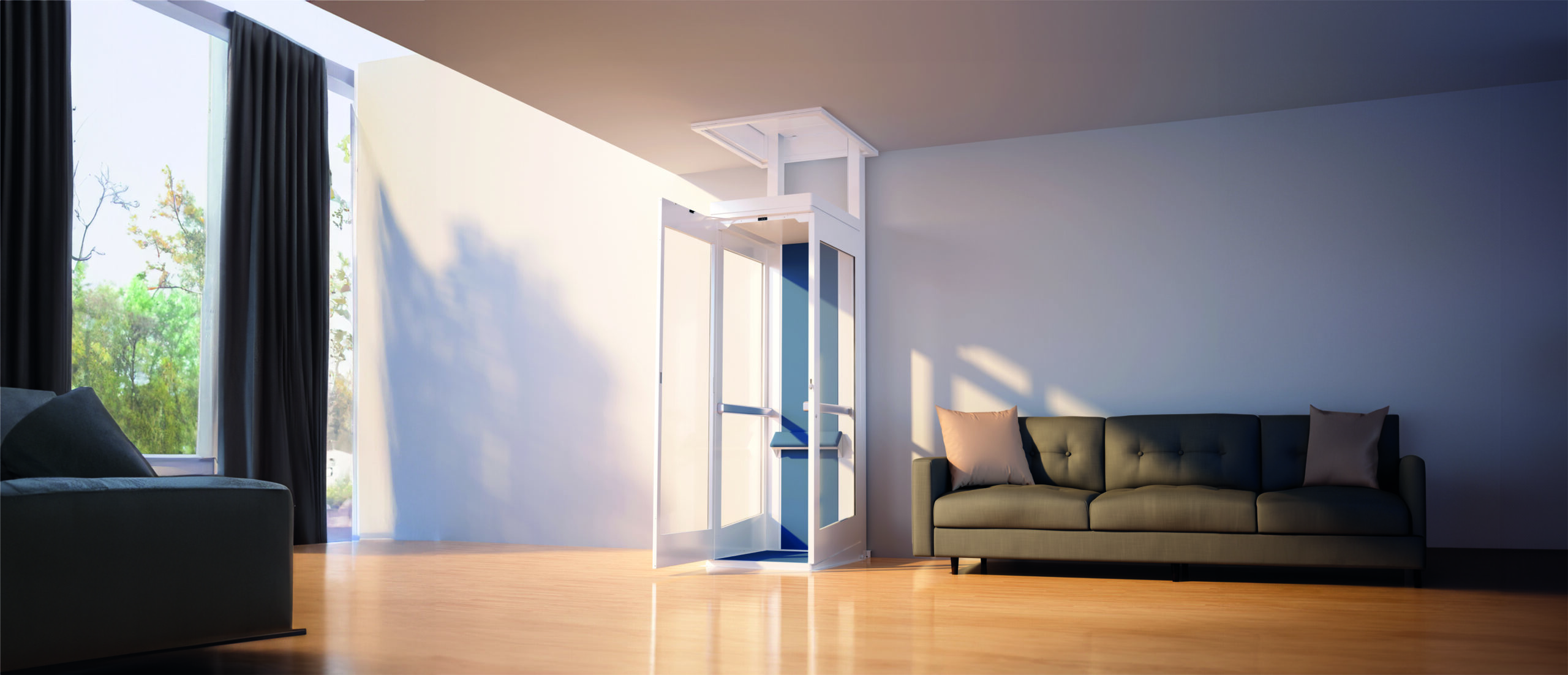 High-end design huislift, 1 persoon zonder schacht of liftput.